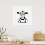 Kalb in Dungaree (Schnee) Poster (Küche)