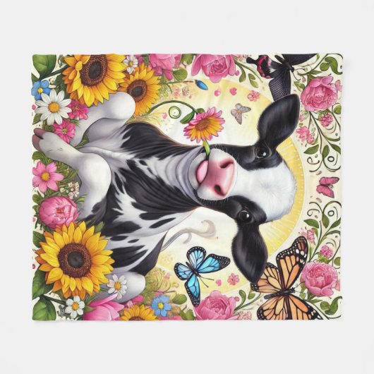 Kalb in einem pulsierenden Flora- und Schmetterlin Fleecedecke (Vorderseite (Horizontal))