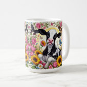Kalb in einem pulsierenden Flora- und Schmetterlin Kaffeetasse (VorderseiteRechts)