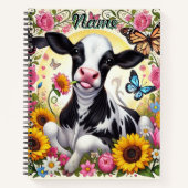 Kalb in einem pulsierenden Flora- und Schmetterlin Notizblock (Vorderseite)
