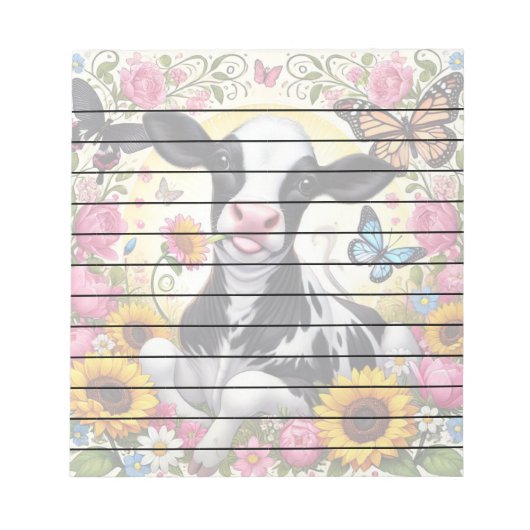 Kalb in einem pulsierenden Flora- und Schmetterlin Notizblock (Vorderseite)