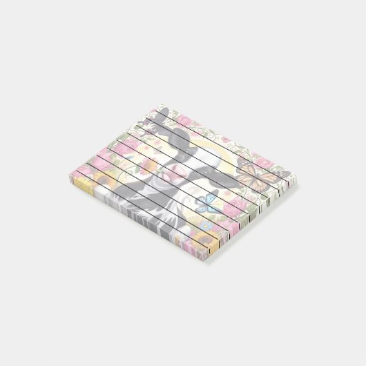 Kalb in einem pulsierenden Flora- und Schmetterlin Post-it Klebezettel (angewinkelt)