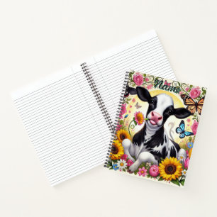Kalb in einer lebendigen Blumen- und Schmetterling Notizblock