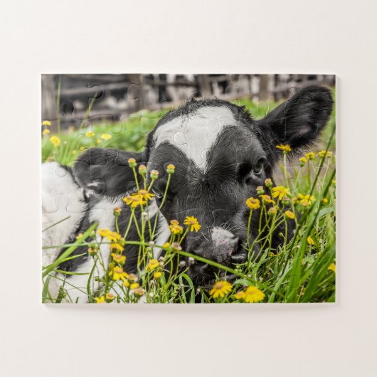 Kalb in Gras und Blume Puzzle (Horizontal)