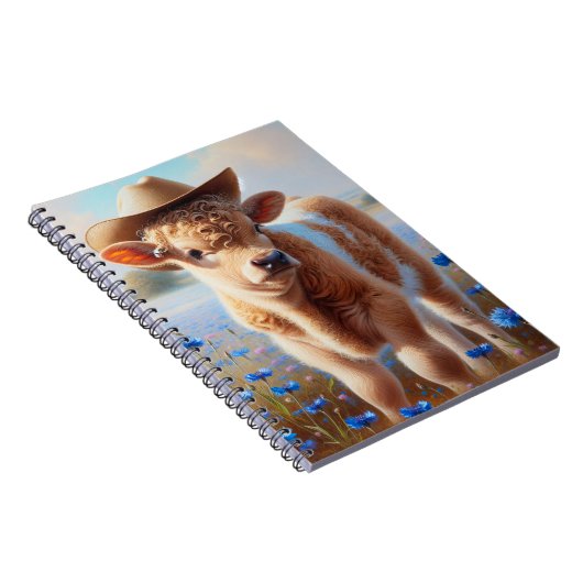 Kalb mit Cowboy-Hut in Weide Notizblock (Rechte Seite)