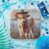 Kalb mit Cowboy-Hut in Weide Pappteller (Party)