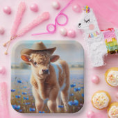 Kalb mit Cowboy-Hut in Weide Pappteller (Party)