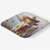 Kalb mit Cowboy-Hut in Weide Pappteller (Gewinkelt)