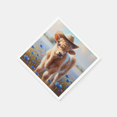 Kalb mit Cowboy-Hut in Weide Serviette (Ecke)