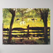 Kälber auf einem von wilden Bäumen gesäumten Feld, Poster (Vorne)