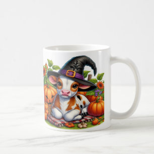 Kälber in Hexenhüten umgeben von Kürbissen Kaffeetasse