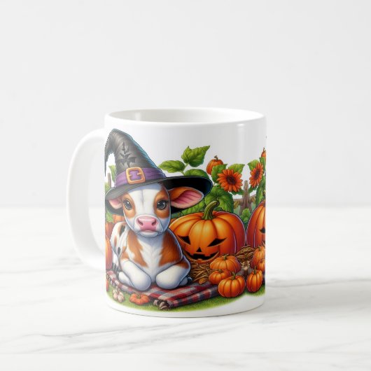 Kälber in Hexenhüten, umgeben von Kürpen Kaffeetasse (Vorderseite Links)
