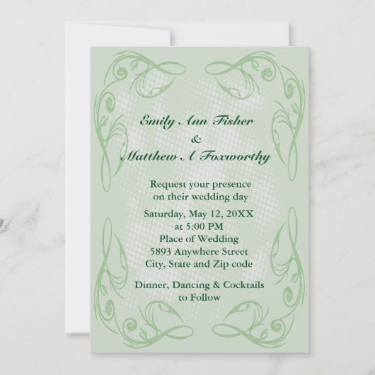 Kale Abstrakt Swirl Border Wedding Einladung (Vorderseite)