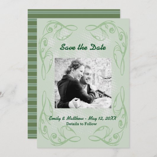 Kale Abstrakt Swirr Border Save the Date flache Ka (Vorne/Hinten)