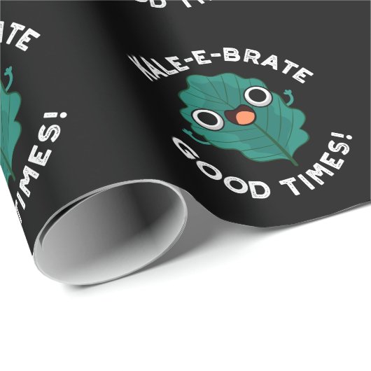 Kale-e-brate Good Times Funny Veggie Pun Dark BG Geschenkpapier (Rolleneckpunkt)