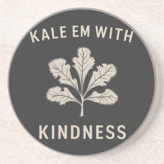Kale Em mit Kindness Funny Pun Veggies Vegan Getränkeuntersetzer (Vorne)