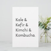 Kale Kefir Kimchi Kombucha Briefpapier (Stehend Vorderseite)