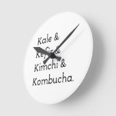 Kale Kefir Kimchi Kombucha Runde Wanduhr (Winkel)