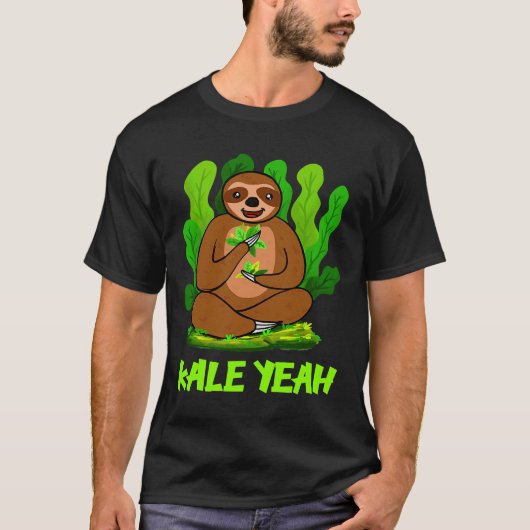 Kale Yeah Sloth Vegan Vegetarian T-Shirt (Vorderseite)