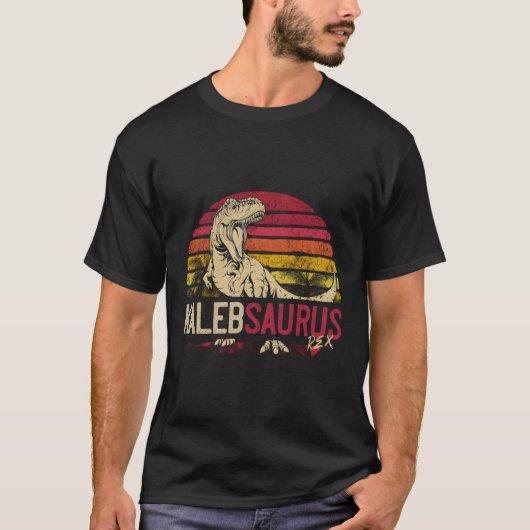 Kaleb Saurus Funny Personalisiert Dinosaur T Rex N T-Shirt (Vorderseite)