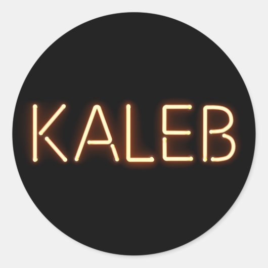 Kalebname in glühenden Neonleuchten Runder Aufkleber (Vorderseite)