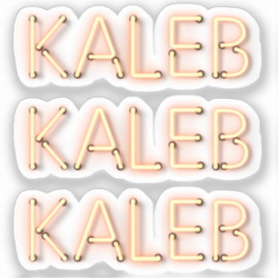 Kalebname in glühenden Neonleuchten x3 Aufkleber