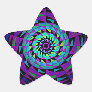 Kaleidescope Schwarz Lila mehrfarbige Radialkunst Stern-Aufkleber