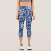 Kaleidoscope Bright Blue, White, Single Star Capri Leggings (Vorderseite)