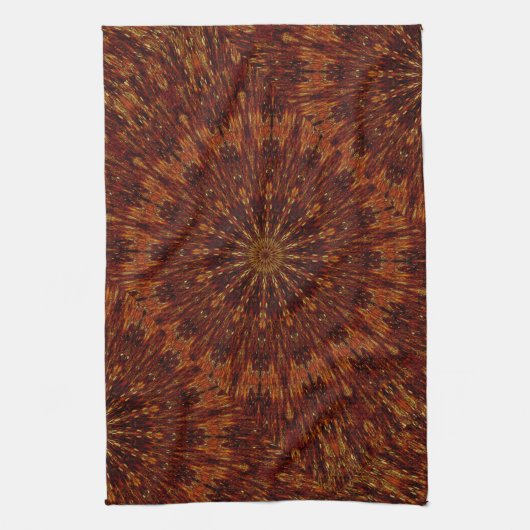 Kaleidoscope Design Dark Brown Floral Pattern Geschirrtuch (Vertikal)