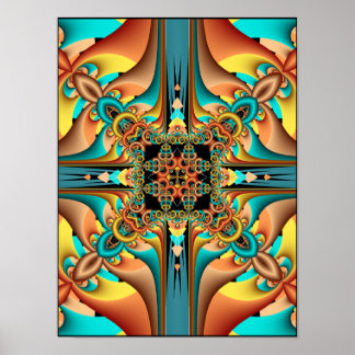 Kaleidoscope Fractal Mandala Graphic Design Poster