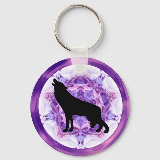 Kaleidoscope Howling Wolf Schlüsselanhänger (Vorderseite)