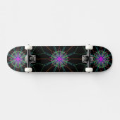 Kaleidoscope Mandala Art Black Pink Skateboard (Horizontal)