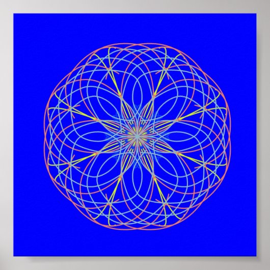 Kaleidoscope Mandala Art Energy Ball Blue Poster (Vorne)