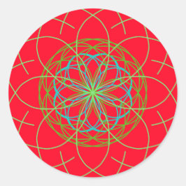 Kaleidoscope Mandala Art Red Green Energy Ball Runder Aufkleber