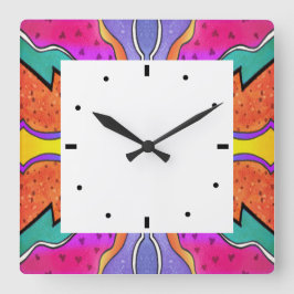 KALEIDOSCOPE WATERCOLOR QUADRATISCHE WANDUHR