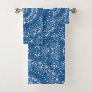 Kaleidoscopic mosaic abstract ornamental na badhandtuch set
