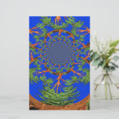 Kaleidoskop Acacia Tree Art Print/Graphic Briefpapier (Stehend Vorderseite)