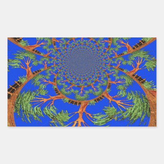 Kaleidoskop Acacia Tree Art Print/Graphic Rechteckiger Aufkleber (Vorderseite)