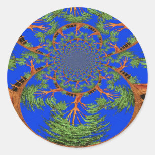 Kaleidoskop-Akazienbaum-Kunstposter/Grafik Runder Aufkleber