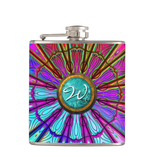 Kaleidoskop Art 14 Wrapped Flask Flachmann (Vorderseite)