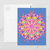 Kaleidoskop auf blau postkarte (Vorne/Hinten)