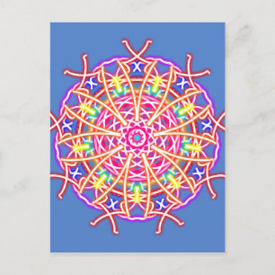 Kaleidoskop auf blau postkarte