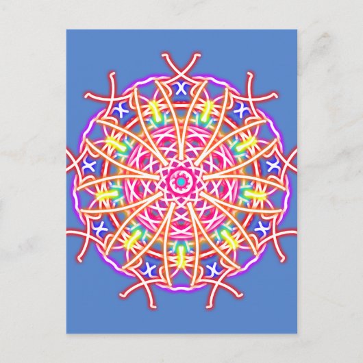 Kaleidoskop auf blau postkarte (Vorderseite)