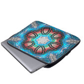 Kaleidoskop aus Cyan und Silber mit roh gestrichen Laptopschutzhülle (Vorne Knopf)