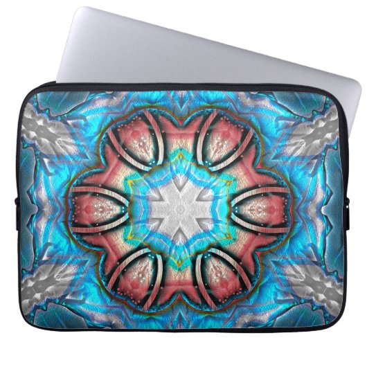 Kaleidoskop aus Cyan und Silber mit roh gestrichen Laptopschutzhülle (Vorderseite)