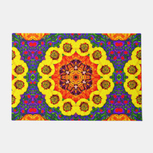 Kaleidoskop aus goldenen Blumen Fußmatte