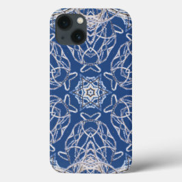 Kaleidoskop Blau mit weißen Schneelinien Case-Mate iPhone Hülle