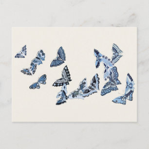 Kaleidoskop blauer japanischer Schmetterlinge Postkarte