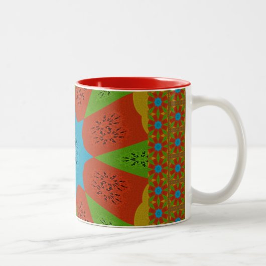 Kaleidoskop Blühen eine lebendige afrikanische Dru Zweifarbige Tasse (Rechts)