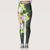 Kaleidoskop-Blume Gelb und Rosa Leggings (Vorderseite)